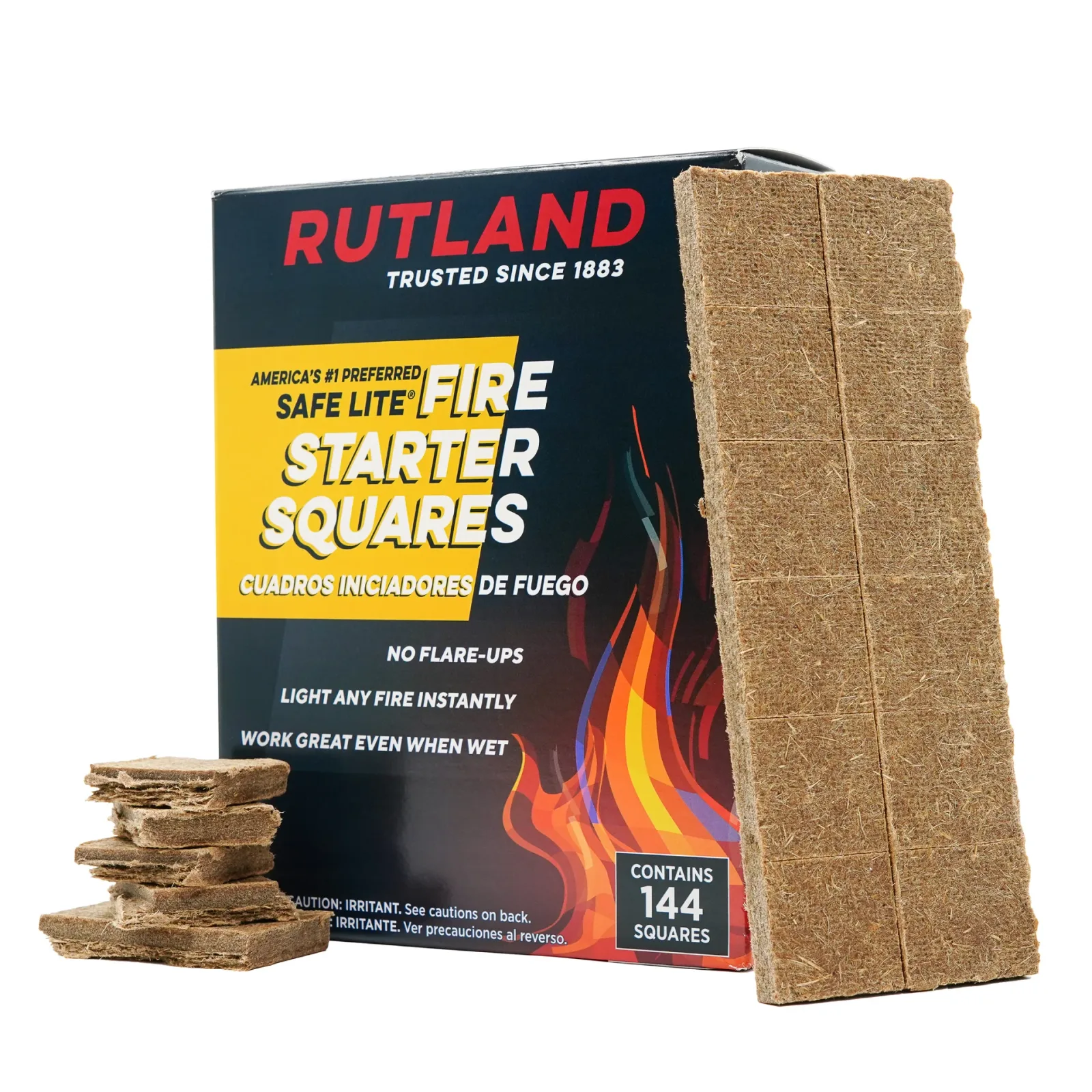 Rutland Safe Lite Fire Starter Squares Bulk Box of 144 Squares